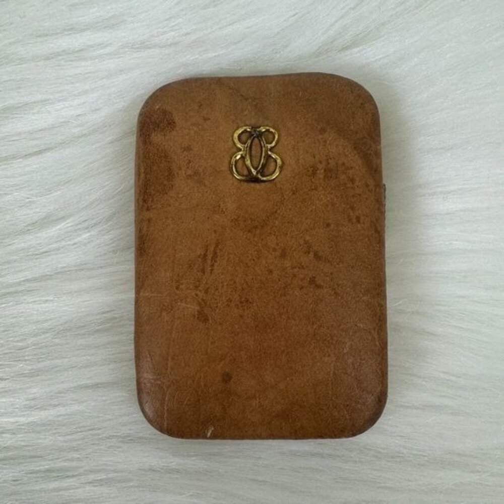 Vintage Buxton Key-Tainer Key Fob Organizer Case Genuine Leather 3”x2 2/8” Tan